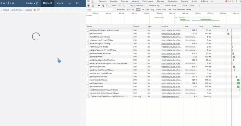 Requests on Tableau Server intentionally hide do not return data 